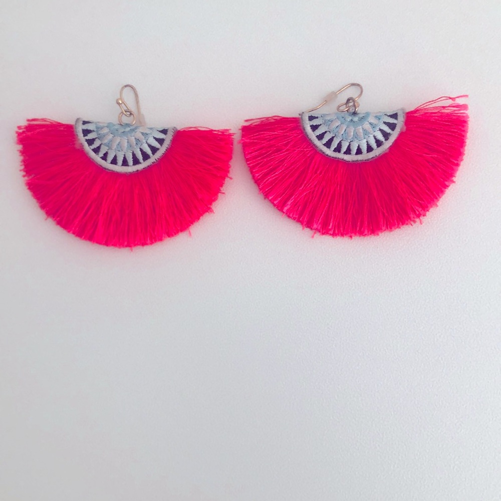 Boho fan fringe earrings